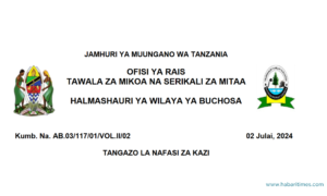 Nafasi za kazi Wilaya ya Buchosa – July 2024