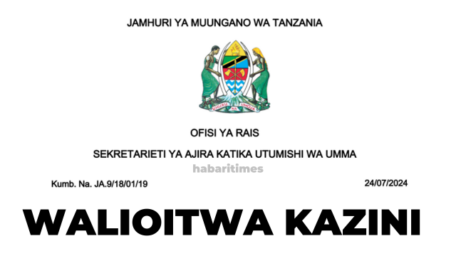 Walioitwa kazini Utumishi (PSRS) - Majina 24-07-2024