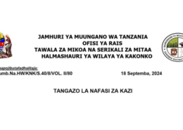 Nafasi za Kazi Wilaya ya Kakonko – Utumishi September 2024